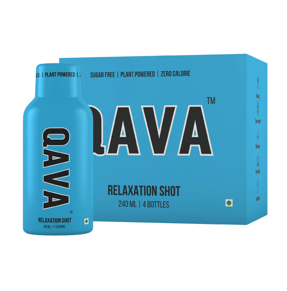 QAVA Relaxation Shot | Plant Powered | Valerian Root | 60ML (Pack of 4) | No Added Sugar | Zero Calorie