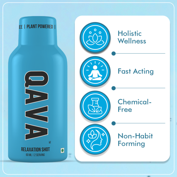 QAVA Relaxation Shot | Plant Powered | Valerian Root | 60ML (Pack of 4) | No Added Sugar | Zero Calorie