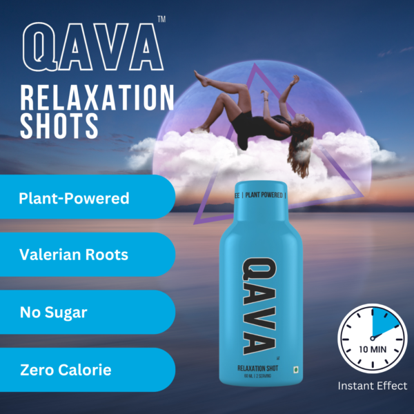 QAVA Relaxation Shot | Plant Powered | Valerian Root | 60ML (Pack of 4) | No Added Sugar | Zero Calorie